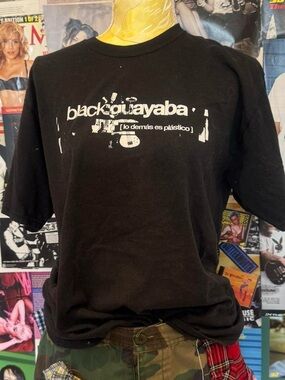 Hanes Black Graphic Tee with White 'blackguayaba' Logo
